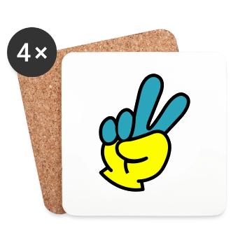 Peace Hand Ukraine - Untersetzer (4er-Set) - Weiß - Vorne
