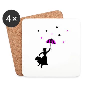 Frau Regenschirm - Untersetzer (4er-Set) - Weiß - Vorne