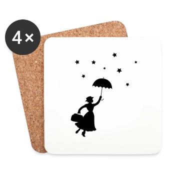 Frau Regenschirm - Untersetzer (4er-Set) - Weiß - Vorne