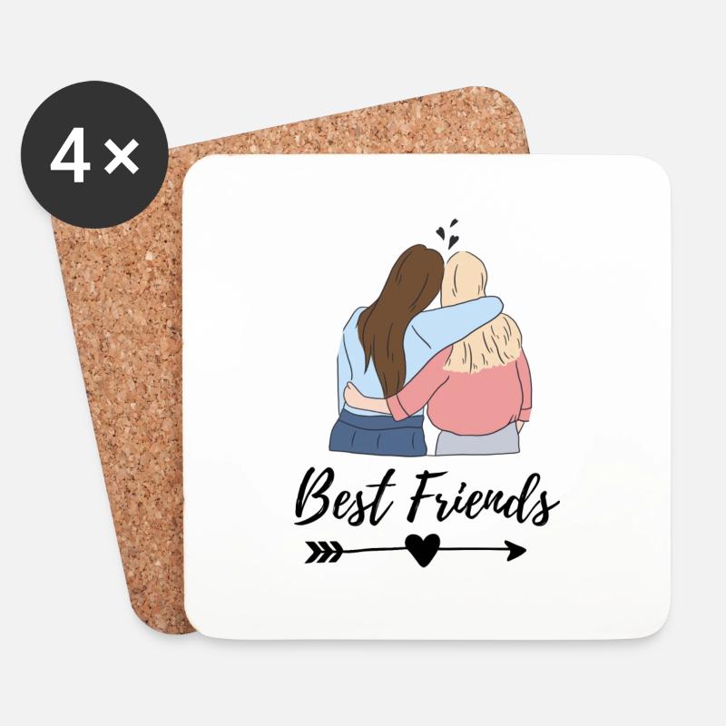 Best Friends - Untersetzer (4er-Set) - Weiß
