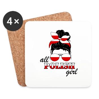 Polish Girl Mädchen Damen Polen Frau - Untersetzer (4er-Set) - Weiß - Vorne