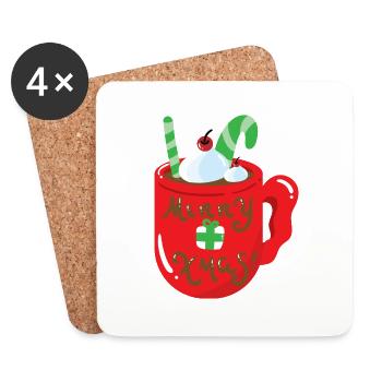 Weihnachten Tasse - Untersetzer (4er-Set) - Weiß - Vorne