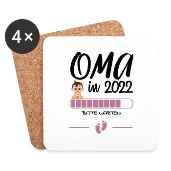 Oma in 2022 Bitte warten Schwangerschaft Verkünden - Untersetzer (4er-Set) - Weiß - Vorne