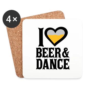 Love Beer and Dance - Untersetzer (4er-Set) - Weiß - Vorne