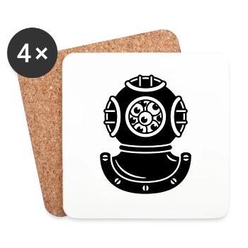 Diving helmet with creature eyes - Coasters (set of 4) - white - Front