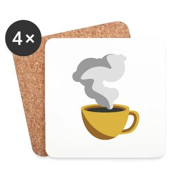 Autocollant amateur de café Tasse de café jaune - Dessous de verre (lot de 4) - blanc - Devant