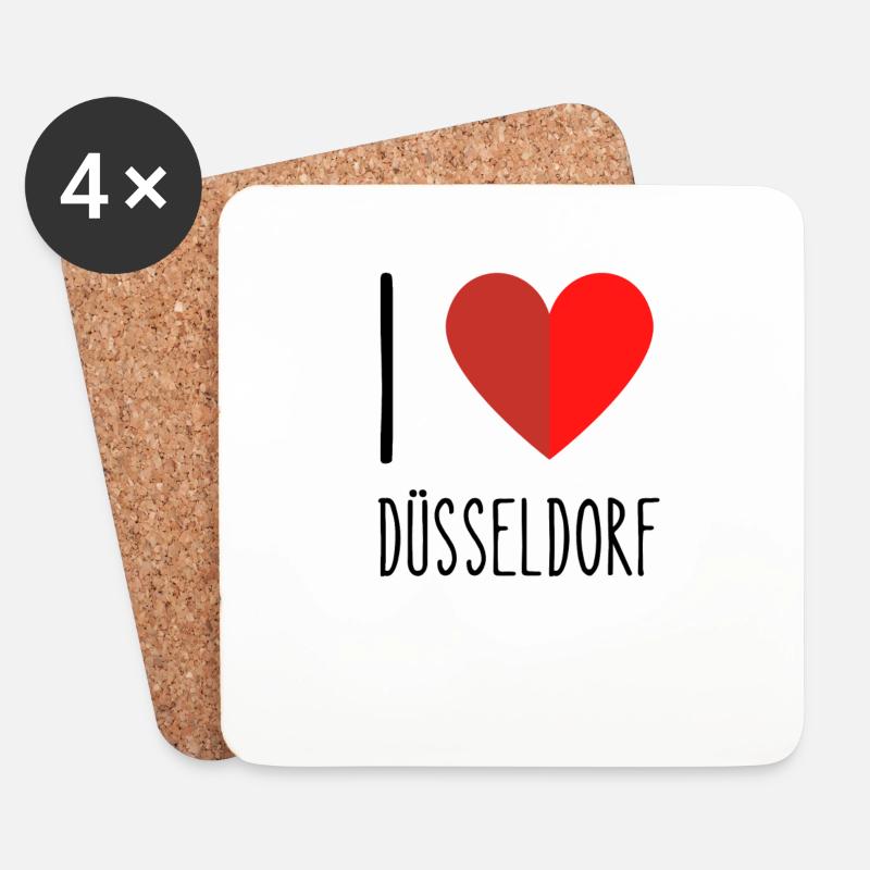 I love Düsseldorf - Untersetzer (4er-Set) - Weiß