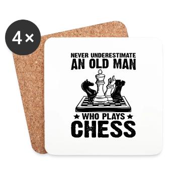 Ne sous-estimez jamais un vieil homme qui joue aux échecs - Dessous de verre (lot de 4) - blanc - Devant