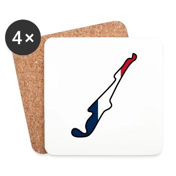 France Race Track with Flag - Coasters (set of 4) - white - Front