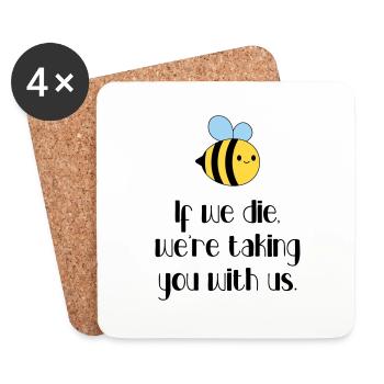 Ecology - Let's protect the bees! - Coasters (set of 4) - white - Front