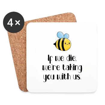 Bee / Ecology / Vegetable garden - Coasters (set of 4) - white - Front