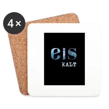schwarz hellblau Eis kalt T Shirt - Untersetzer (4er-Set) - Weiß - Vorne