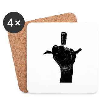 bad girl black hand with corkscrew - Coasters (set of 4) - white - Front