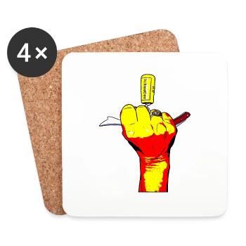 Bad Girl Hand mit gelbem Korkenzieher - Untersetzer (4er-Set) - Weiß - Vorne