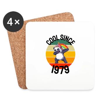 Cool Since 1979 Retro Dabbing Panda 43rd Birthday - Coasters (set of 4) - white - Front