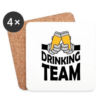 Drinking Team Bierglas anstoßen - Untersetzer (4er-Set) - Weiß - Vorne