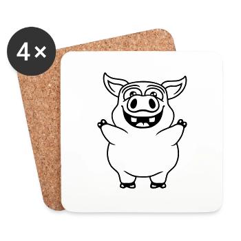 Friendly funny pig comic - Coasters (set of 4) - white - Front