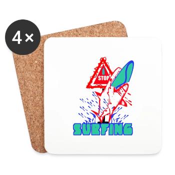 Stop - Surfing - Coasters (set of 4) - white - Front