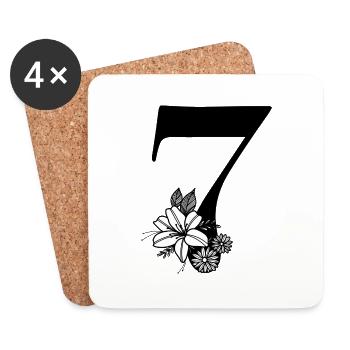 Number 7 - Coasters (set of 4) - white - Front