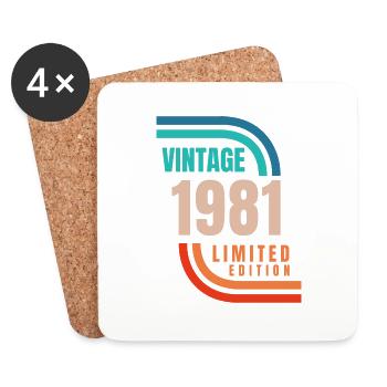 Jahrgang 1981 limitierte Auflage - Untersetzer (4er-Set) - Weiß - Vorne