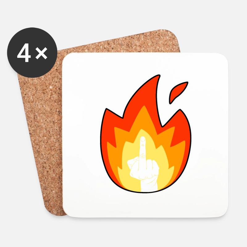 Feuerfinger-Emoji - Untersetzer (4er-Set) - Weiß