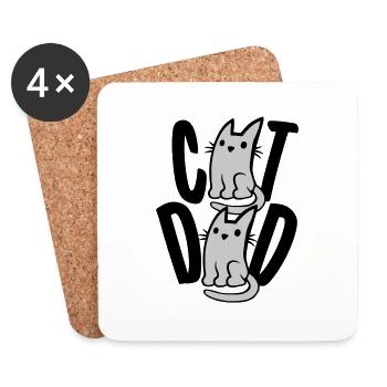 Cat Dad Text Logo - Untersetzer (4er-Set) - Weiß - Vorne