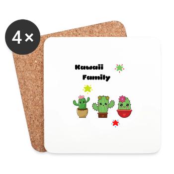 Kawaii Family - Dessous de verre (lot de 4) - blanc - Devant