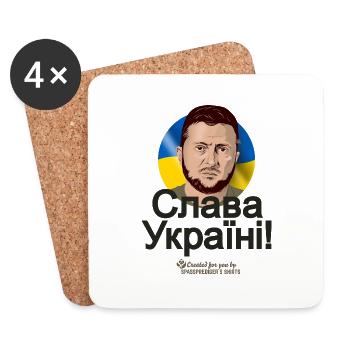 Zelenskyi Slava Ukraini - Dessous de verre (lot de 4) - blanc - Devant