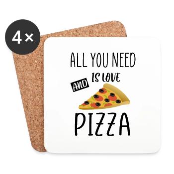tout ce dont vous avez besoin est une citation d’amour et de pizza - Dessous de verre (lot de 4) - blanc - Devant
