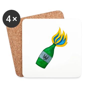 Cocktail Molotov. Combat ukrainien. Symbole UA. - Dessous de verre (lot de 4) - blanc - Devant
