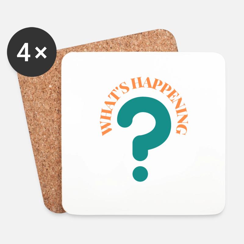 What's Happening Illustration - Untersetzer (4er-Set) - Weiß
