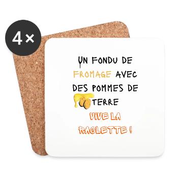 Un fondu de raclette avec des pommes de terre - Dessous de verre (lot de 4) - blanc - Devant