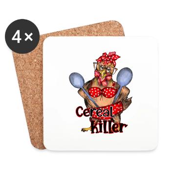 Cereal killer - crazy chicken mom design - Untersetzer (4er-Set) - Weiß - Vorne