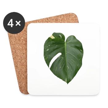 Feuille de Monstera - Dessous de verre (lot de 4) - blanc - Devant