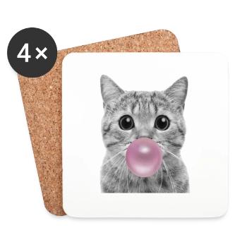 Bubble Cat - Coasters (set of 4) - white - Front