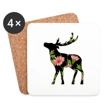 Cerf - Dessous de verre (lot de 4) - blanc - Devant