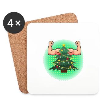 Christmas Muskelbaum - Untersetzer (4er-Set) - Weiß - Vorne
