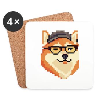 Shiba Inu Pixel Art Dog Lovers - Coasters (set of 4) - white - Front