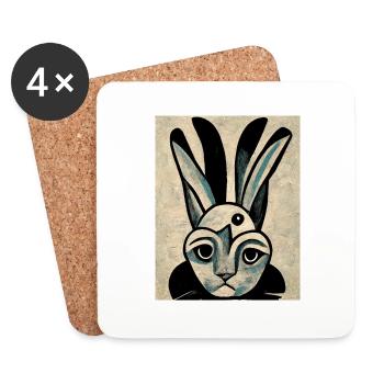 Rabbit abstract - Coasters (set of 4) - white - Front