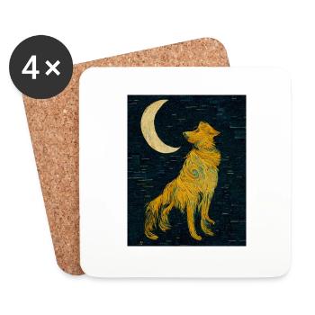 Peinture de lune de chien - Dessous de verre (lot de 4) - blanc - Devant