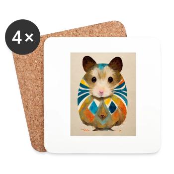 Hamster abstract - Coasters (set of 4) - white - Front