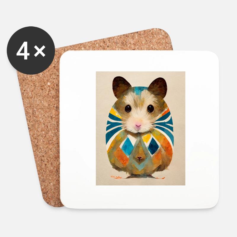 Hamster abstrakt - Untersetzer (4er-Set) - Weiß