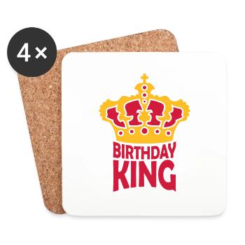 Birthday King Party Logo - Untersetzer (4er-Set) - Weiß - Vorne
