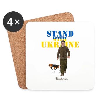 Ukraine Zelensky Patron Stand with Ukraine - Coasters (set of 4) - white - Front