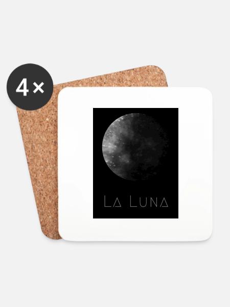 Mond, schwarzer Hintergrund - Untersetzer (4er-Set) - Weiß