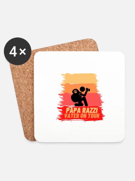 Papa razzi - Untersetzer (4er-Set) - Weiß