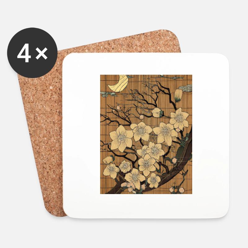 Japanische Kunst - Untersetzer (4er-Set) - Weiß