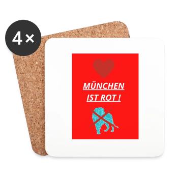 München ist Rot - Untersetzer (4er-Set) - Weiß - Vorne