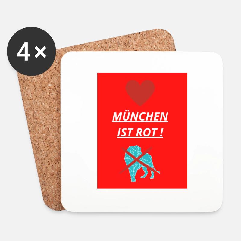 München ist Rot - Untersetzer (4er-Set) - Weiß