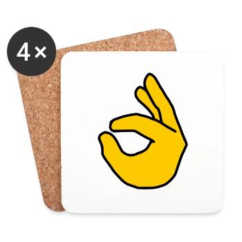 Emoji in Ordnung Hand Skizze Farbe - Untersetzer (4er-Set) - Weiß - Vorne